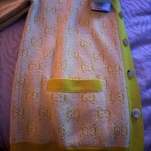 Gucci Yellow and Cream Knit Cardigan
